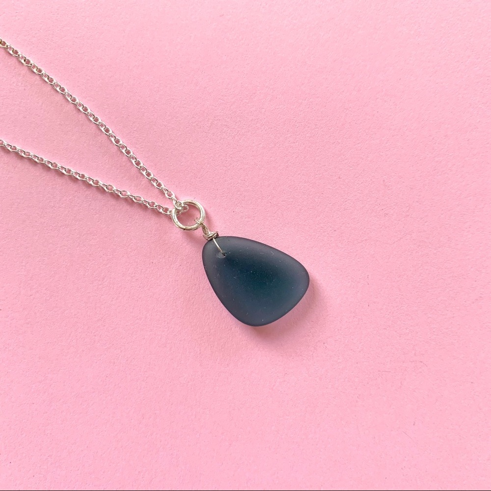 Dark Blue Sea Glass Necklace by Maine Stream Co.